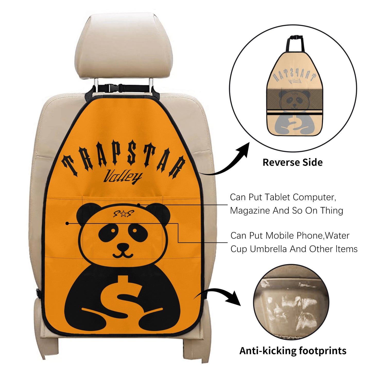 Trap Star Valley Panda 1.0 Orange Car Back Seat Organizer Protector