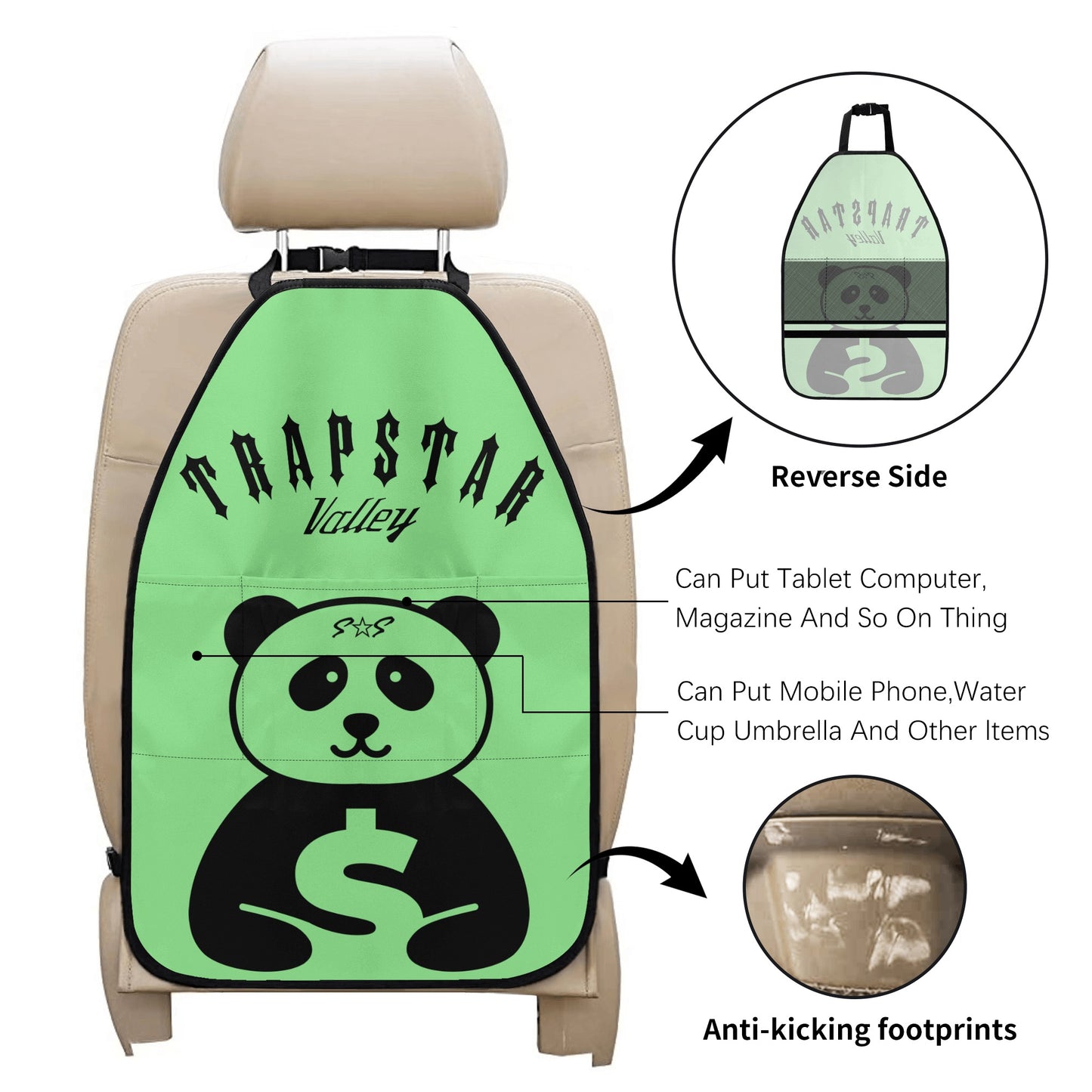 Trap Star Valley Panda 1.0 Mint Green Car Back Seat Organizer Protector