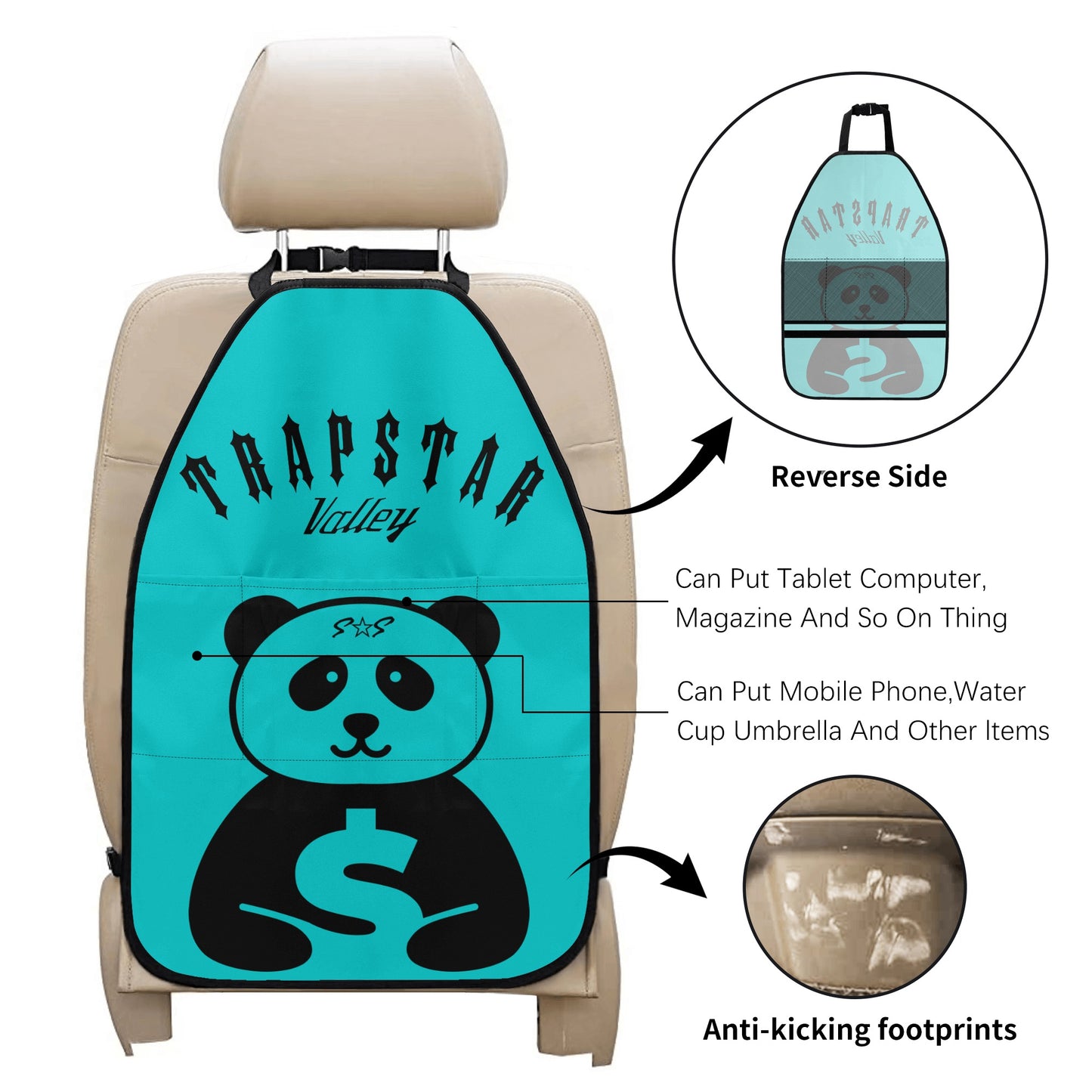 Trap Star Valley Panda 1.0 Turquoise Car Back Seat Organizer Protector