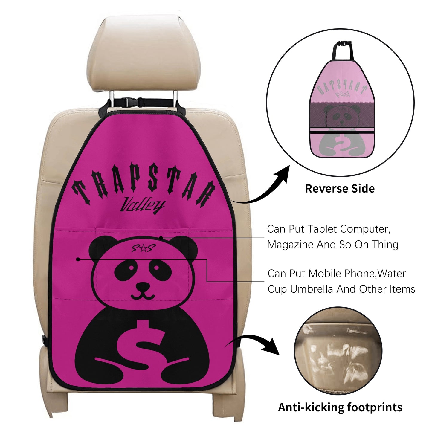 Trap Star Valley Panda 1.0 Purple Car Back Seat Organizer Protector