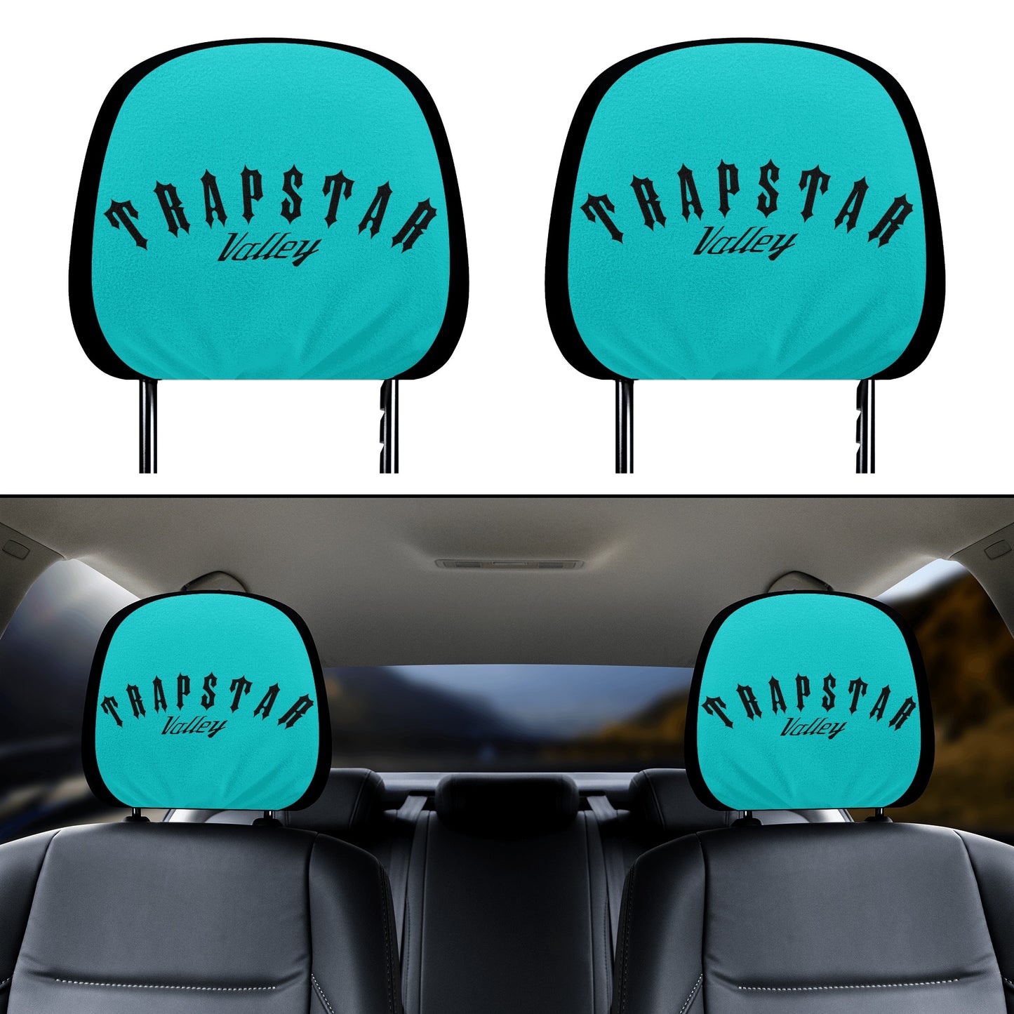 Trap Star Valley Turquoise Car Headrest Covers