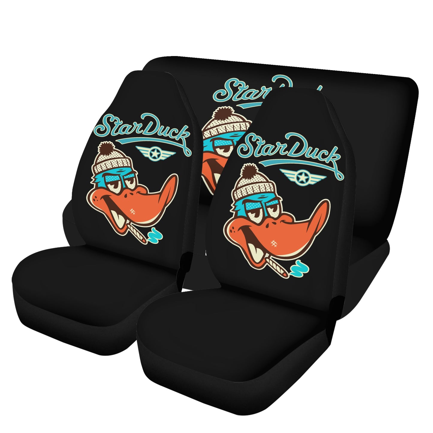 Star Duck Black Car Seat Cover Set