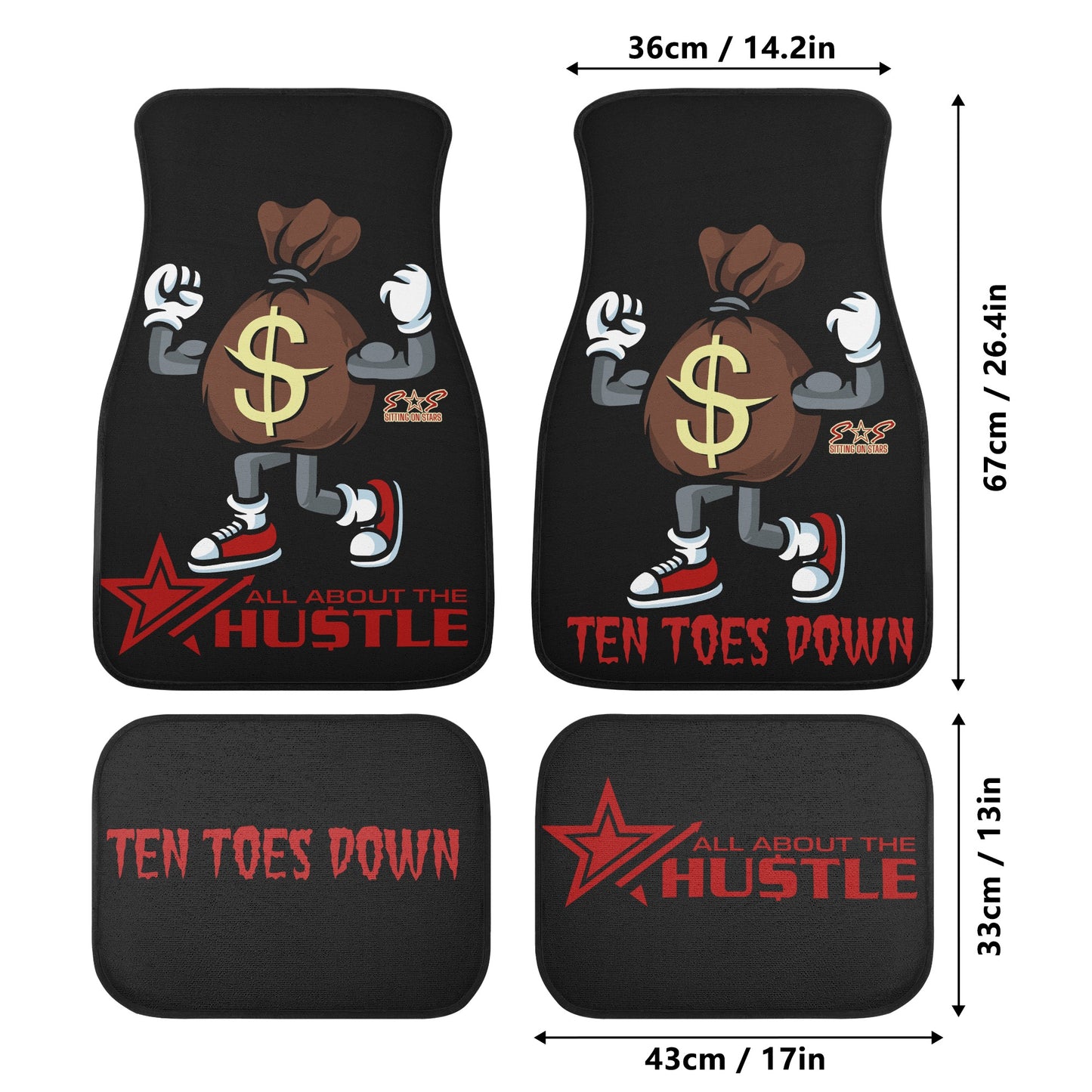 T.T.D Ten Toes Down Back and Front Car Floor Mats