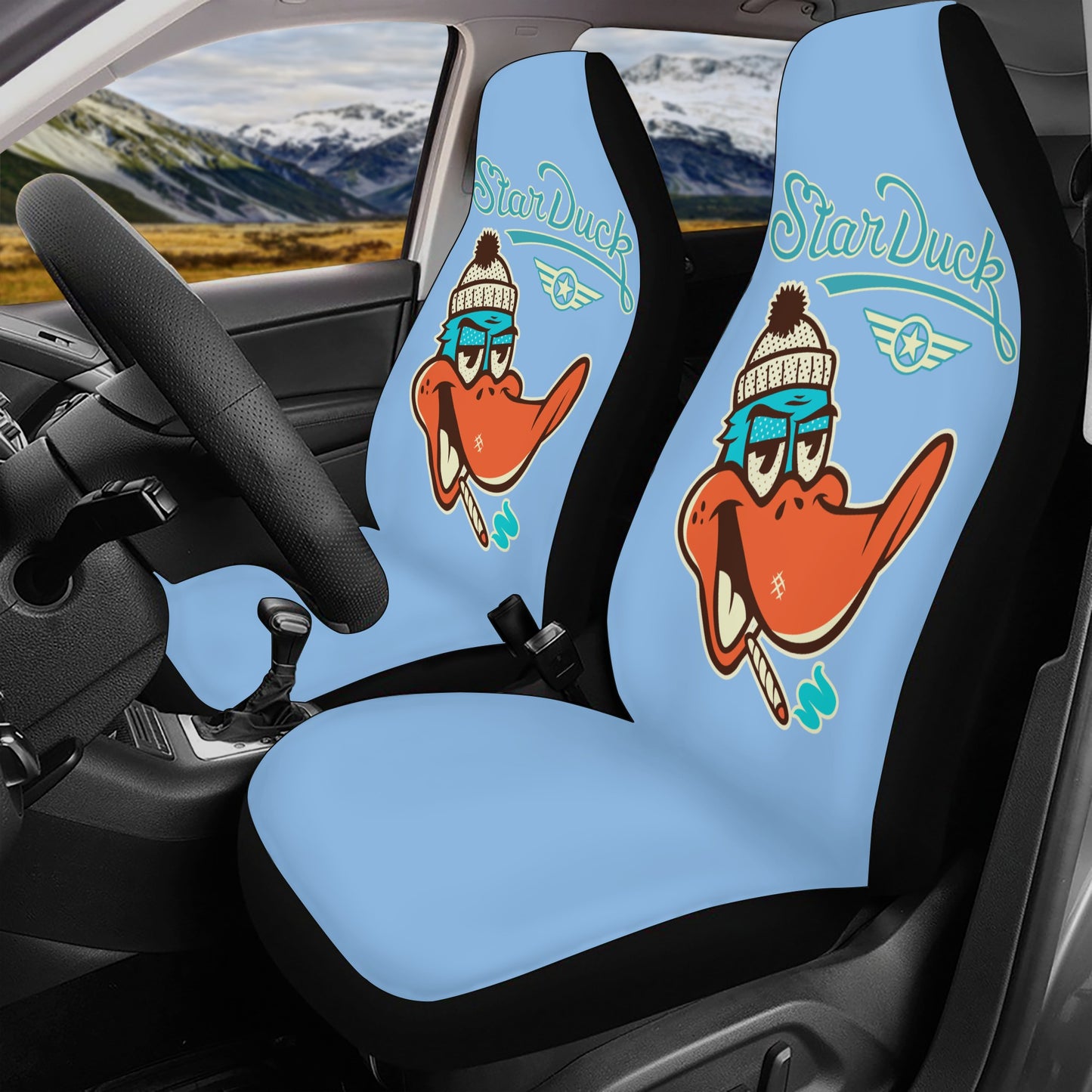 Star Duck Sky Blue Car Seat Cover Set