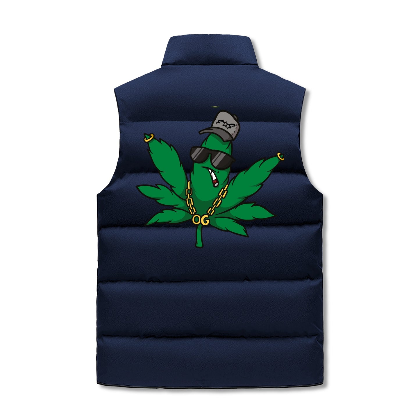 Leaf Me Alone 420 Edition Mens Hooded Puffer Vest