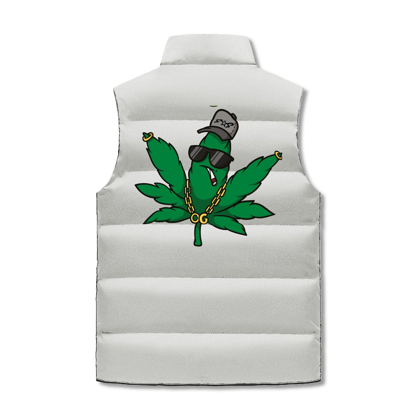 Leaf Me Alone 420 Edition Mens Hooded Puffer Vest