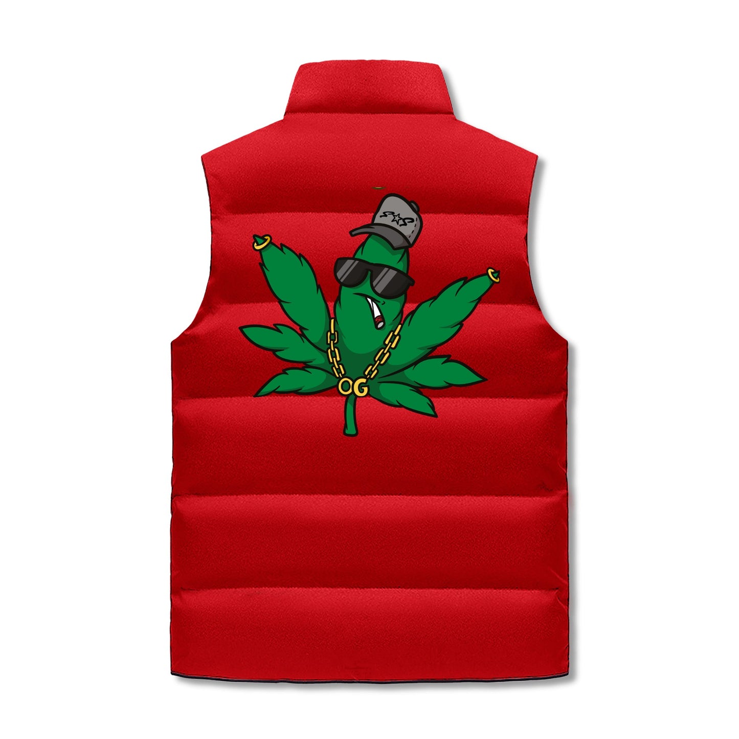 Leaf Me Alone 420 Edition Mens Hooded Puffer Vest