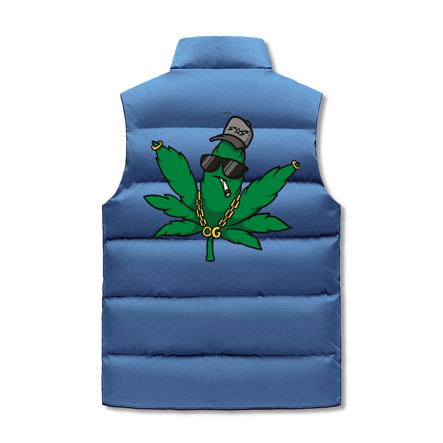 Leaf Me Alone 420 Edition Mens Hooded Puffer Vest