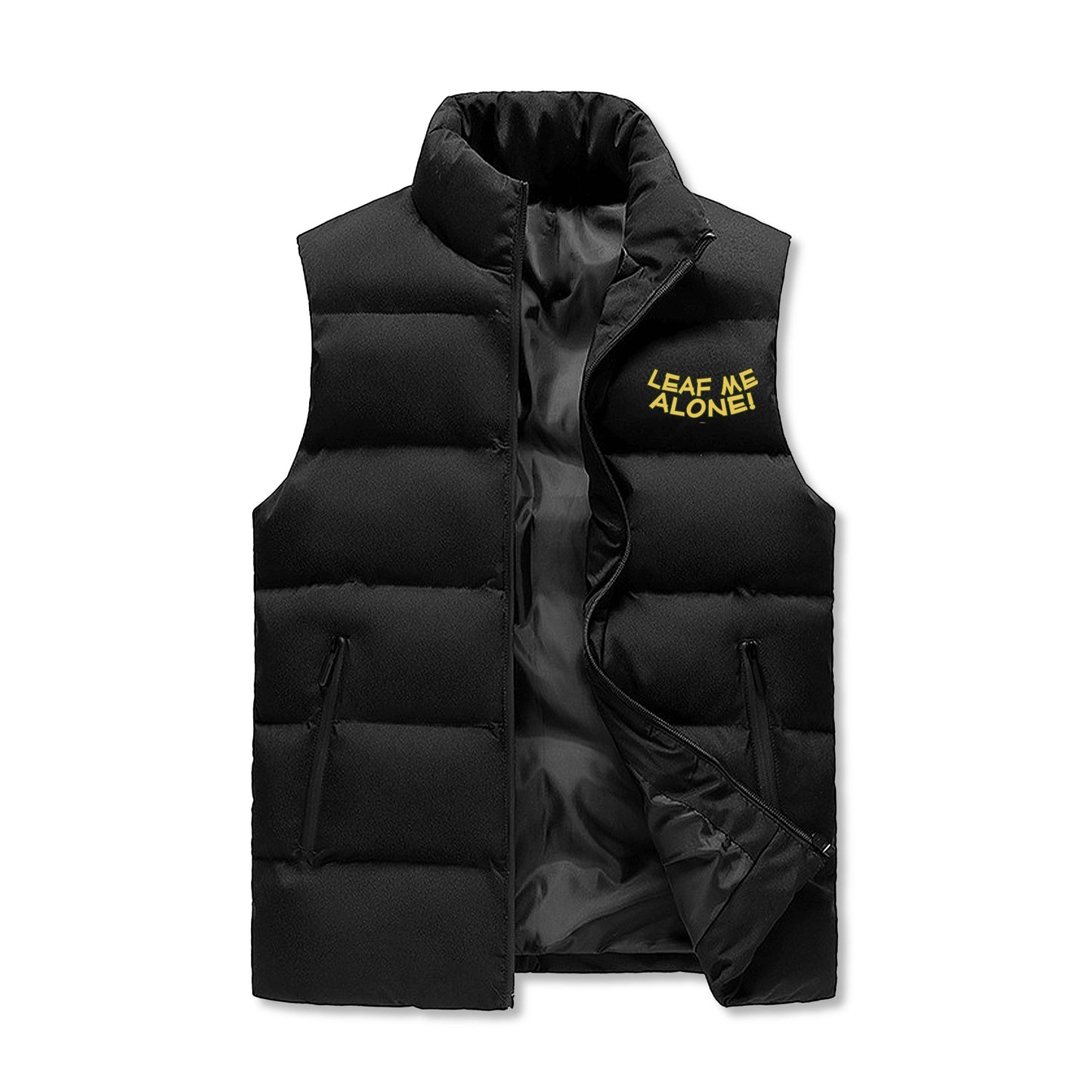 Leaf Me Alone 420 Edition Mens Hooded Puffer Vest