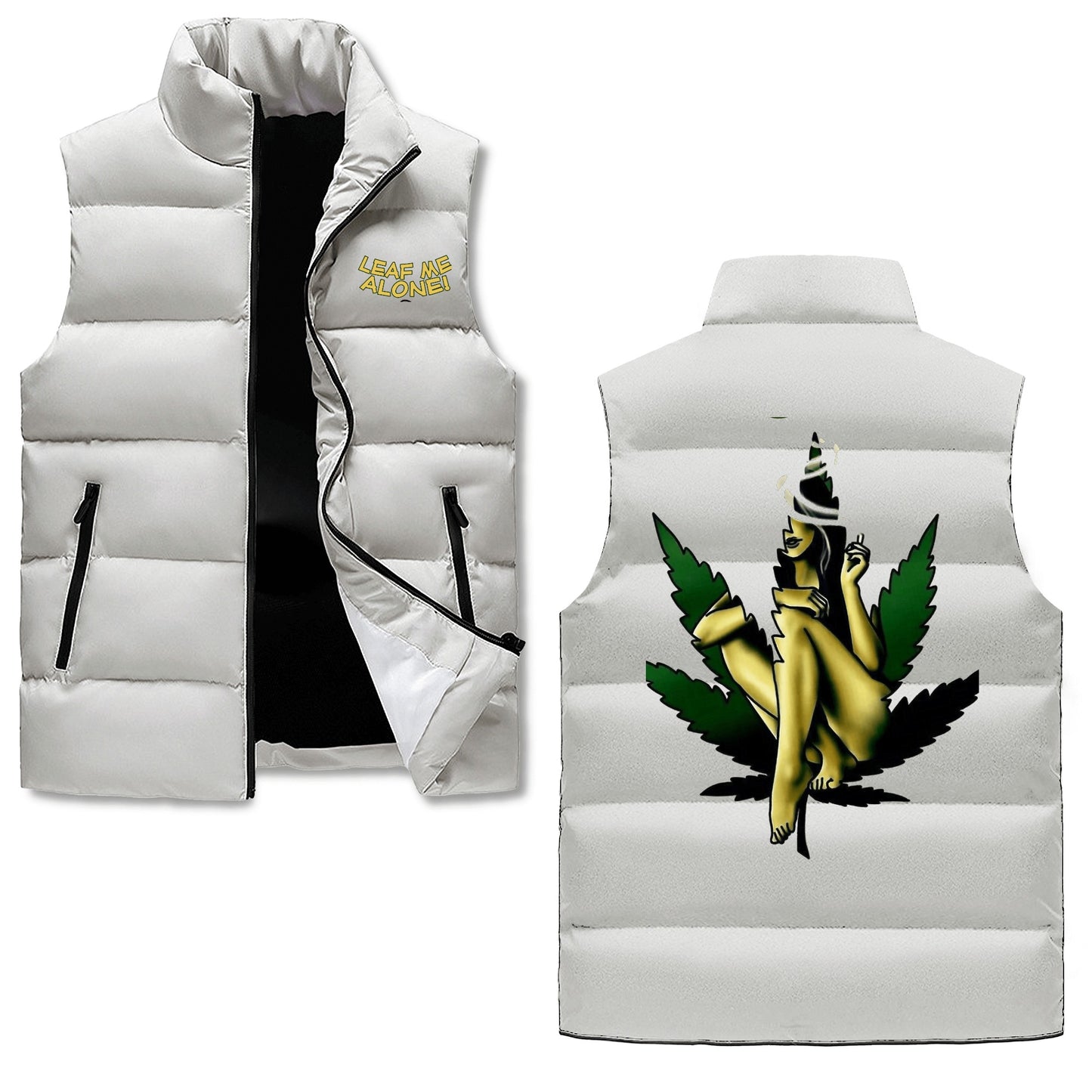 Leaf Me Alone 420 Edition 4.0 Mens Hooded Puffer Vest