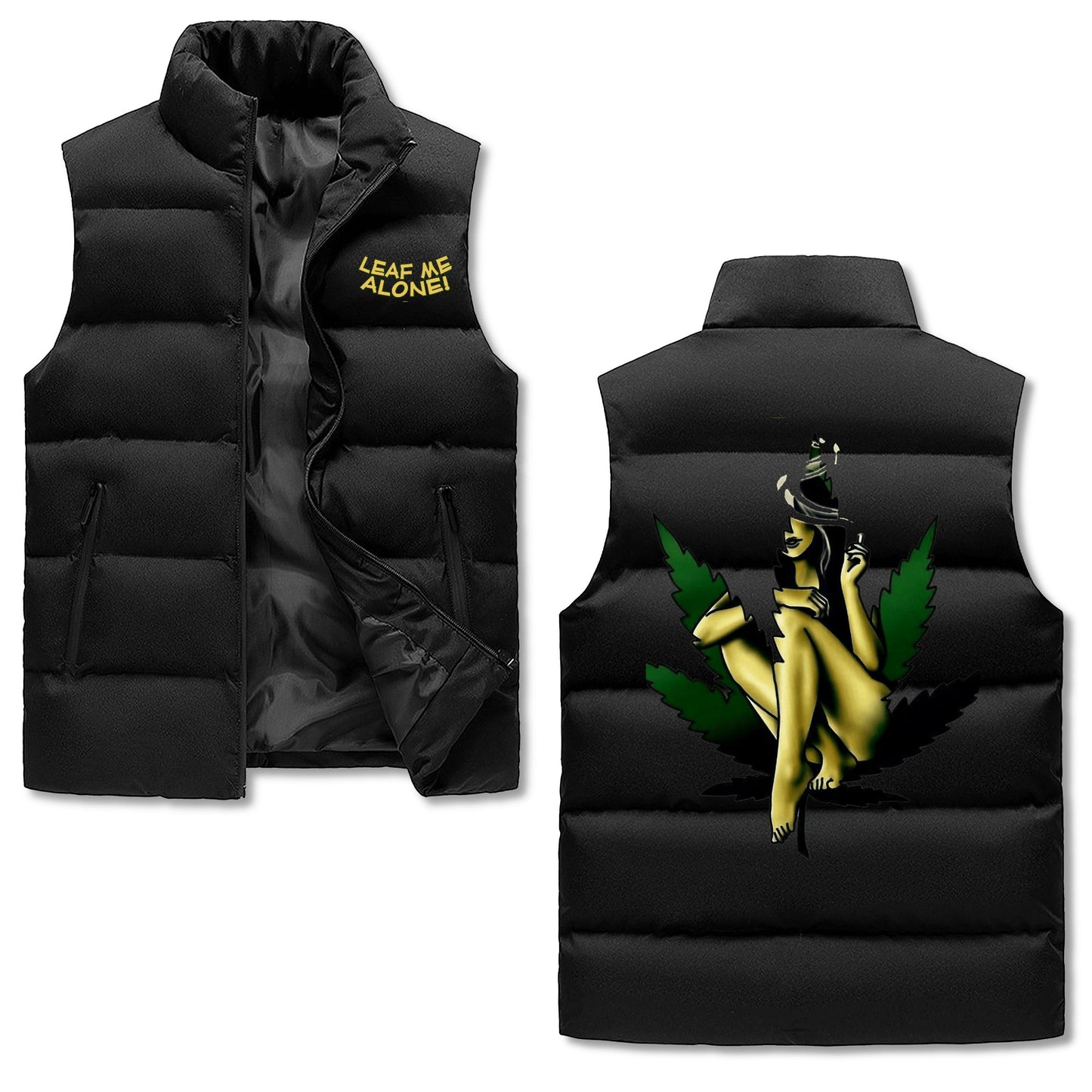 Leaf Me Alone 420 Edition 4.0 Mens Hooded Puffer Vest