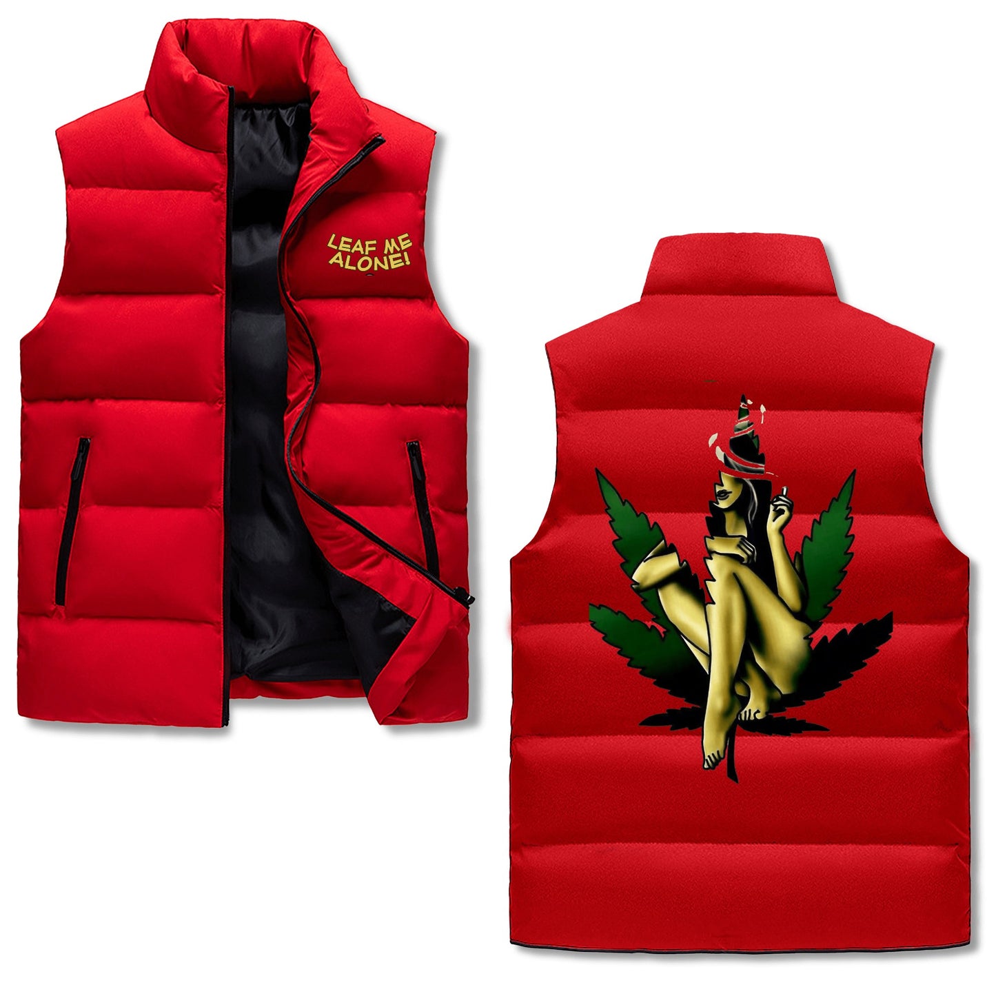 Leaf Me Alone 420 Edition 4.0 Mens Hooded Puffer Vest