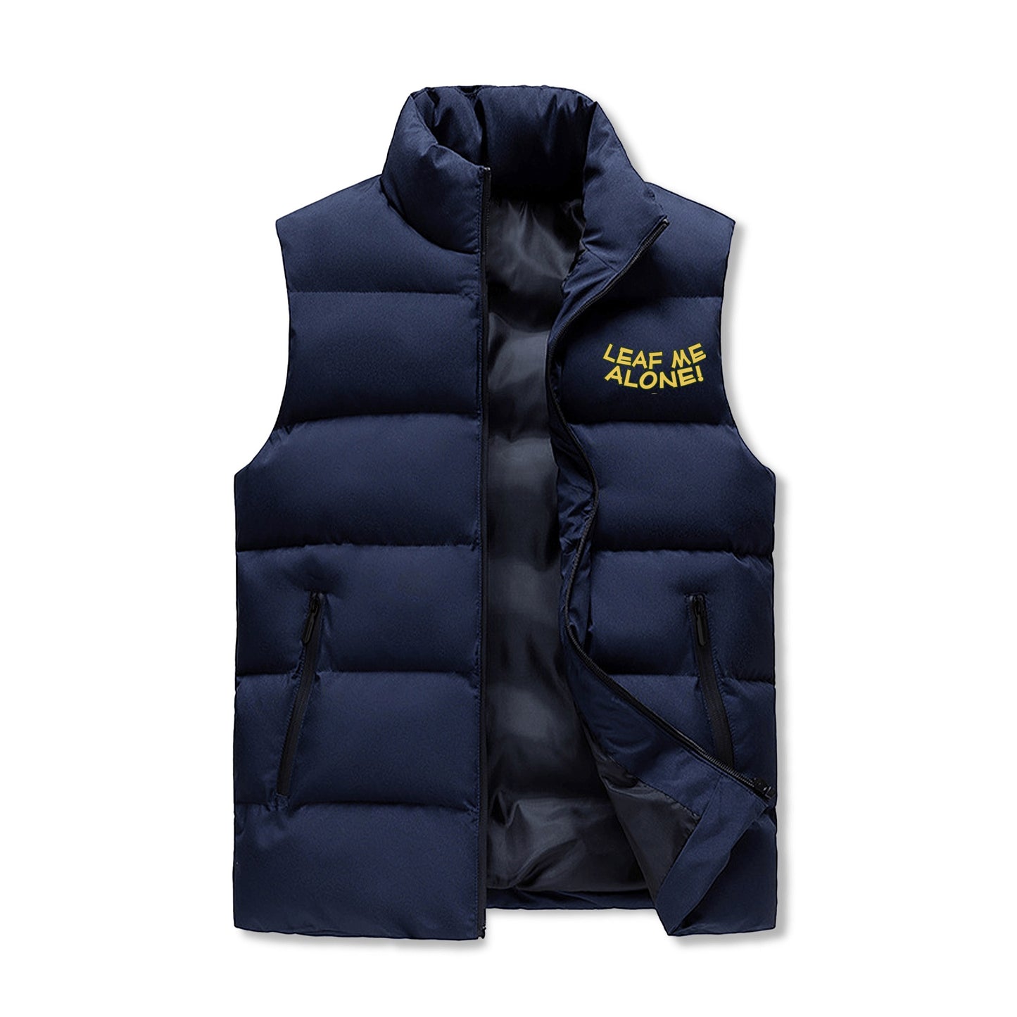 Leaf Me Alone 420 Edition Mens Hooded Puffer Vest