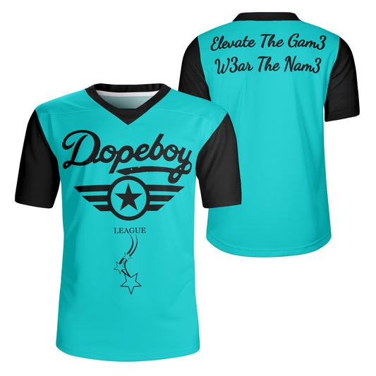 Dope Boy League Mens  Turquoise Rugby Jersey