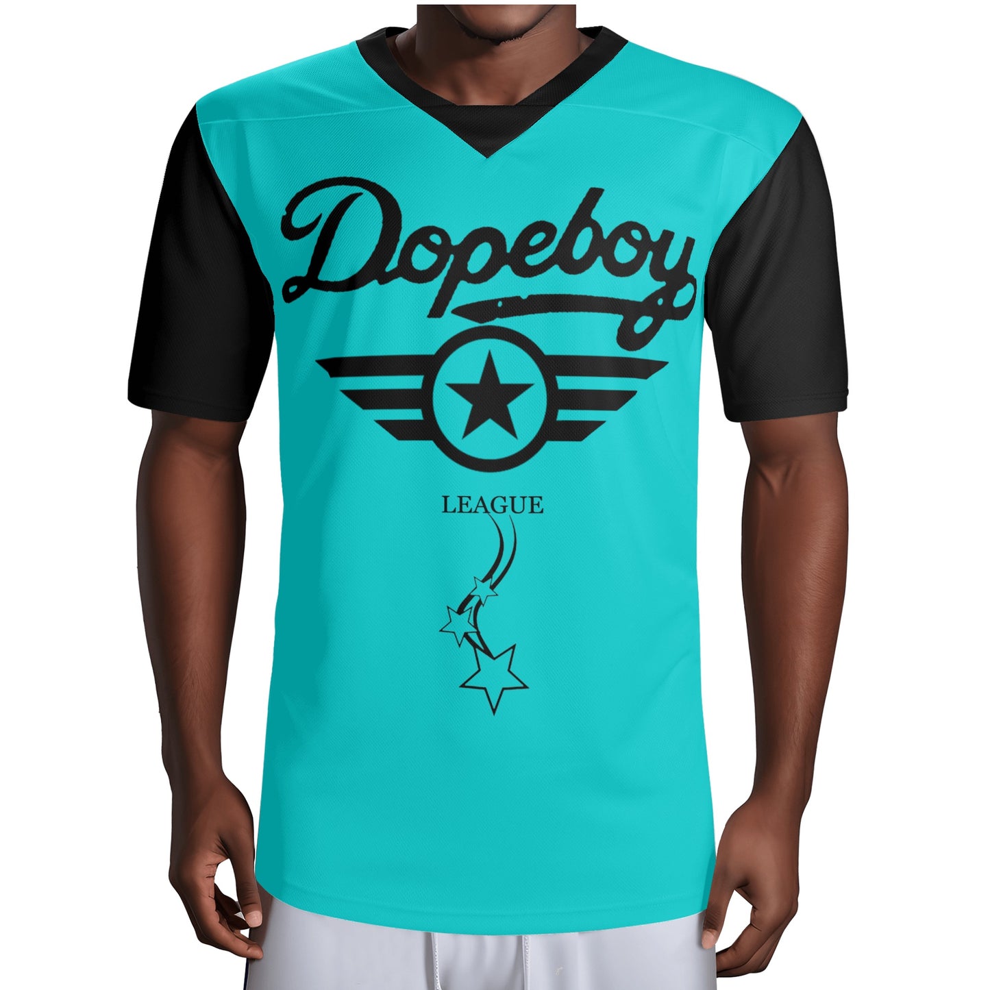 Dope Boy League Mens  Turquoise Rugby Jersey