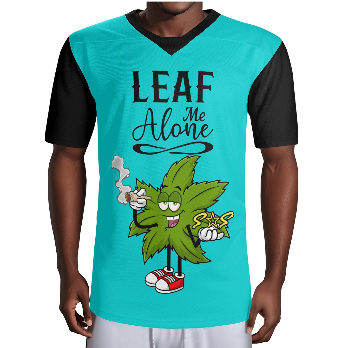 Leaf Me Alone 420 Edition Mens Turquoise Rugby Jersey