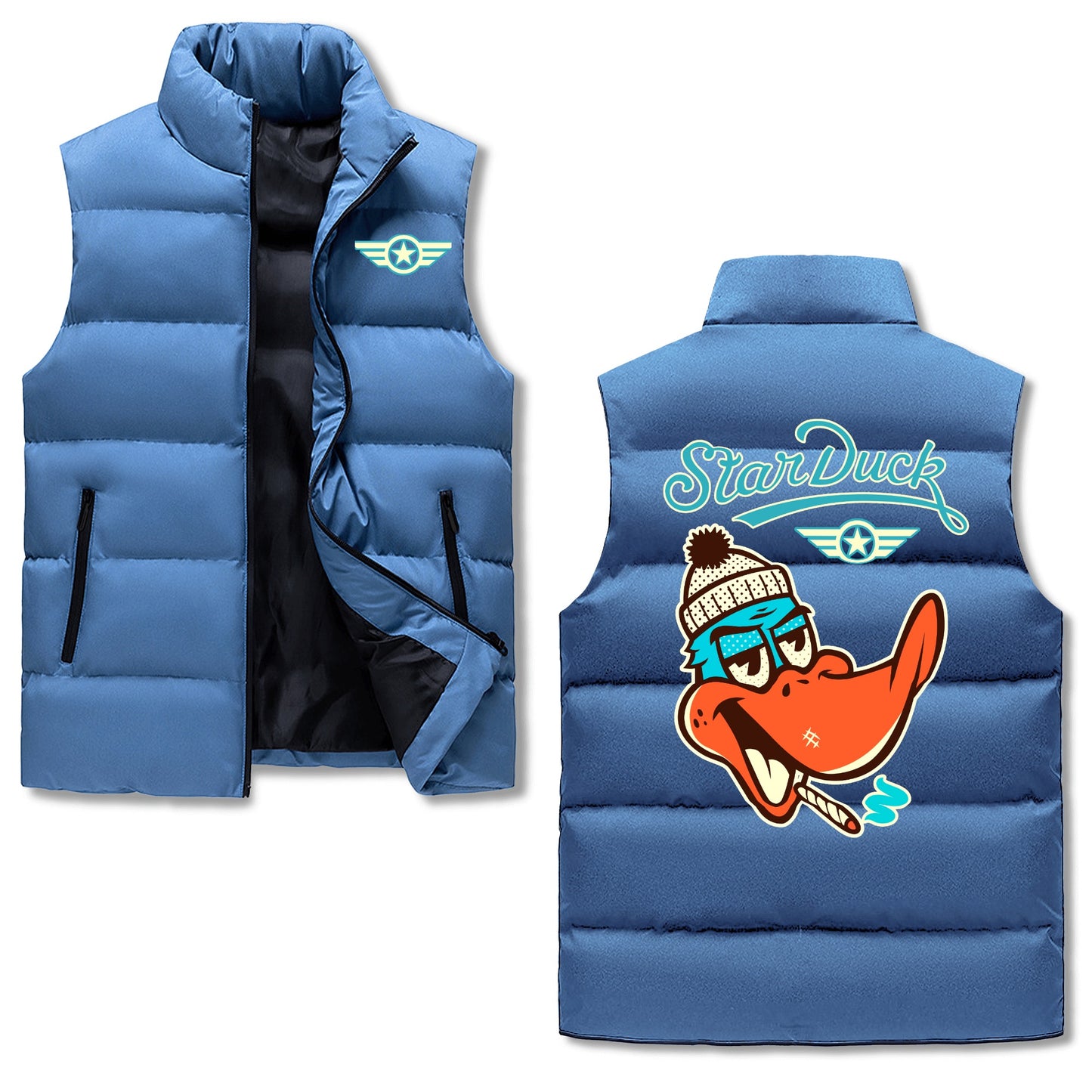 Star Duck Mens  Hooded Puffer Vest