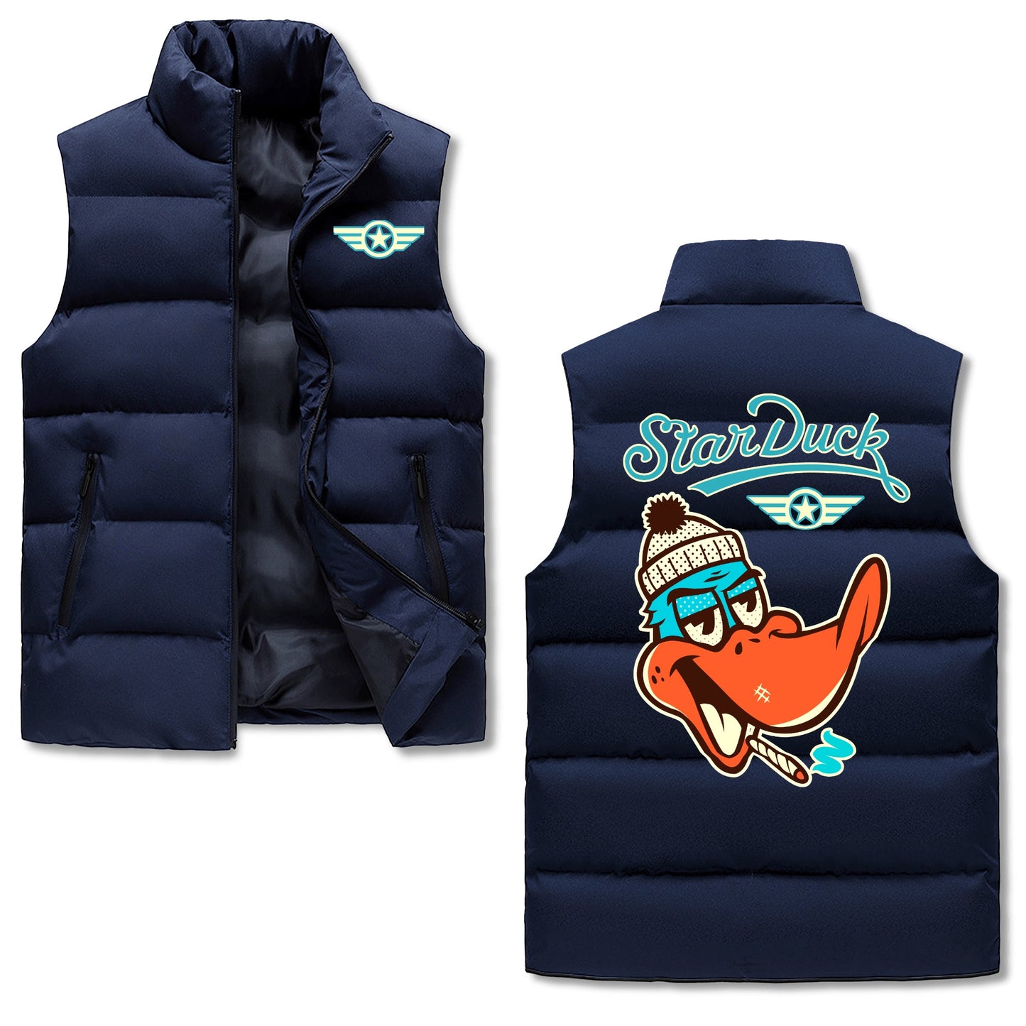 Star Duck Mens  Hooded Puffer Vest