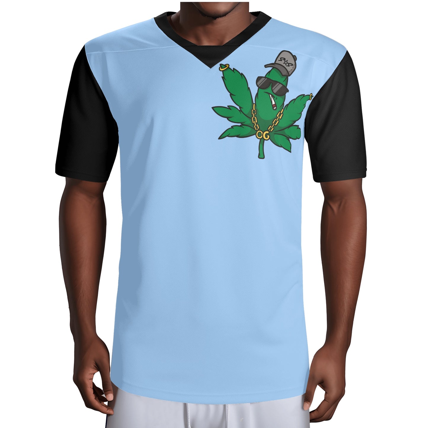 Leaf Me Alone 420 Edition Mens Sky Blue  Rugby Jersey