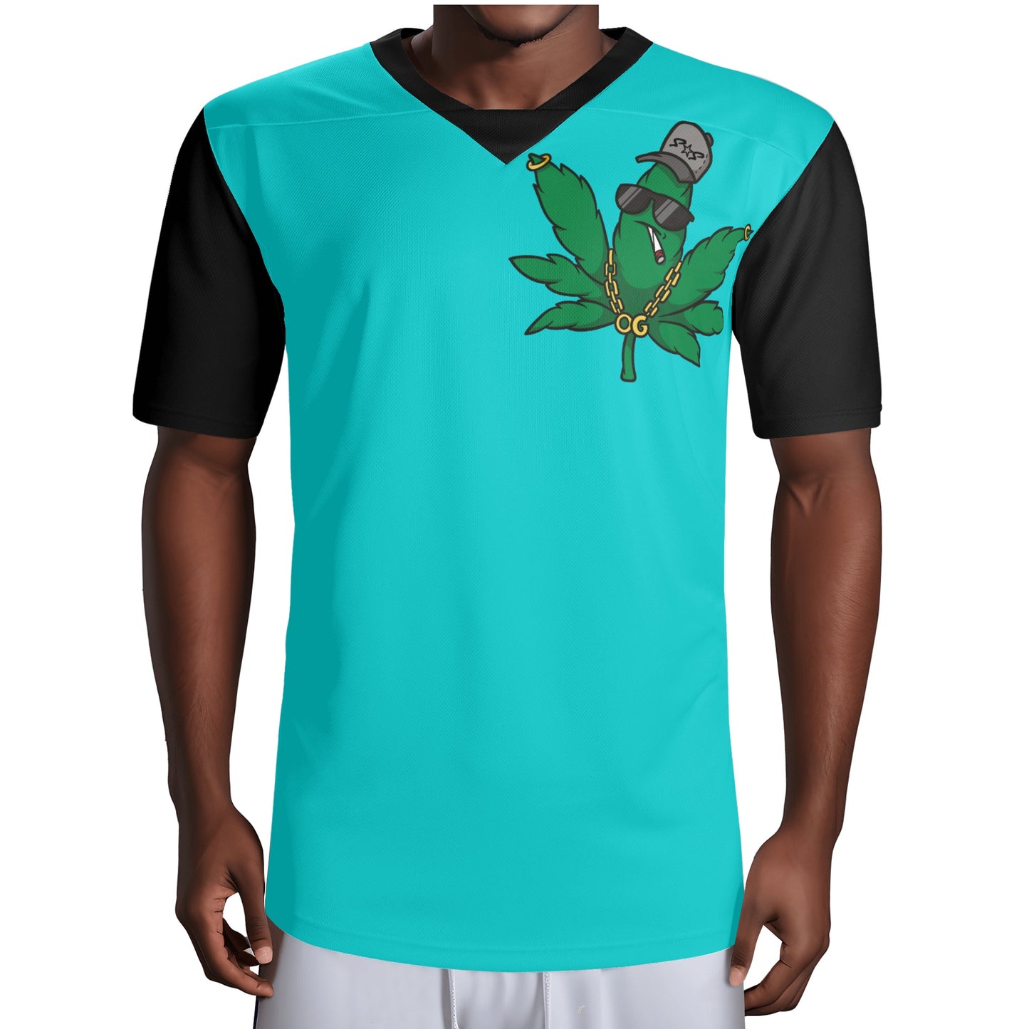 Leaf Me Alone 420 Edition Mens Turquoise Rugby Jersey