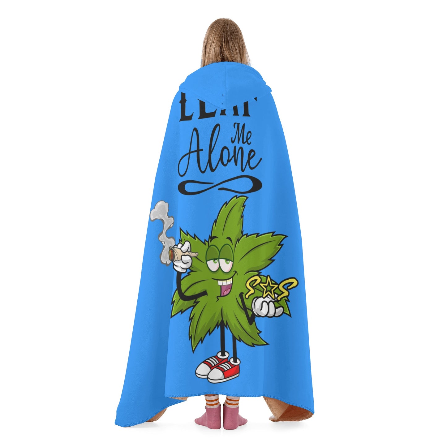 Leaf Me Alone 420 Edition  2.0 Blue Hooded Blanket