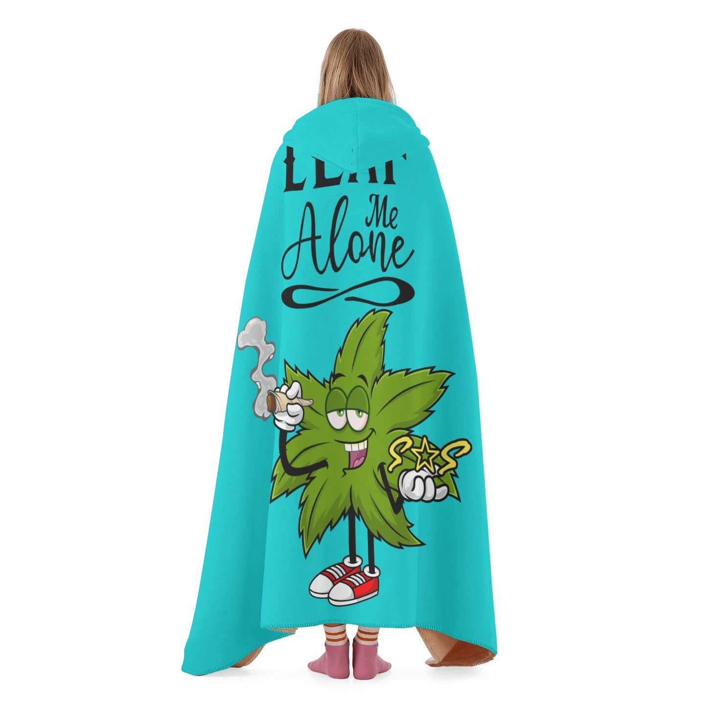 Leaf Me Alone 420 Edition  2.0 Turquoise Hooded Blanket