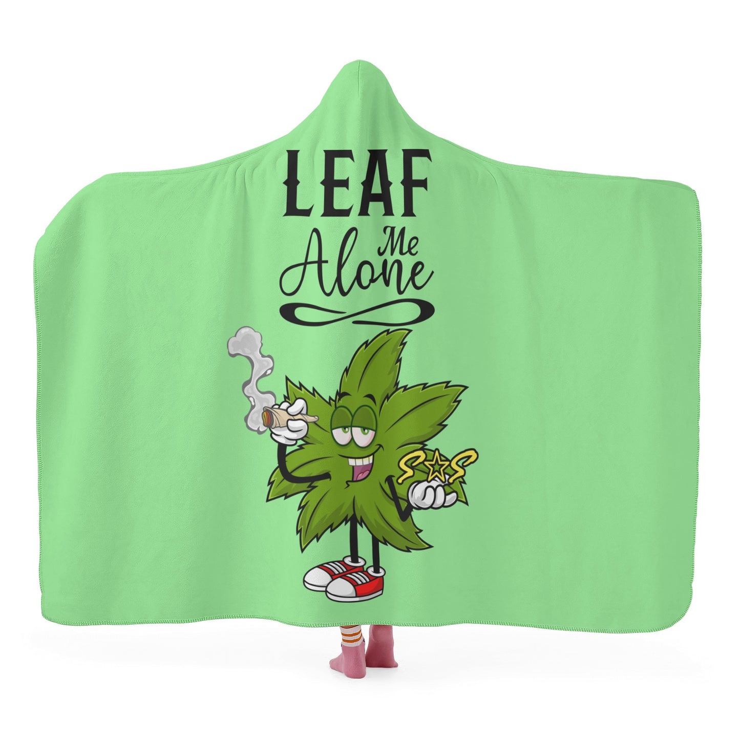 Leaf Me Alone 420 Edition  2.0 Mint Green Hooded Blanket