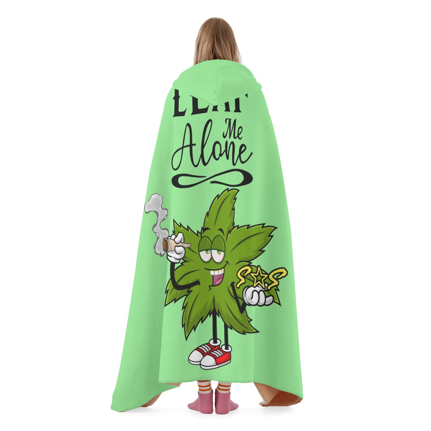 Leaf Me Alone 420 Edition  2.0 Mint Green Hooded Blanket