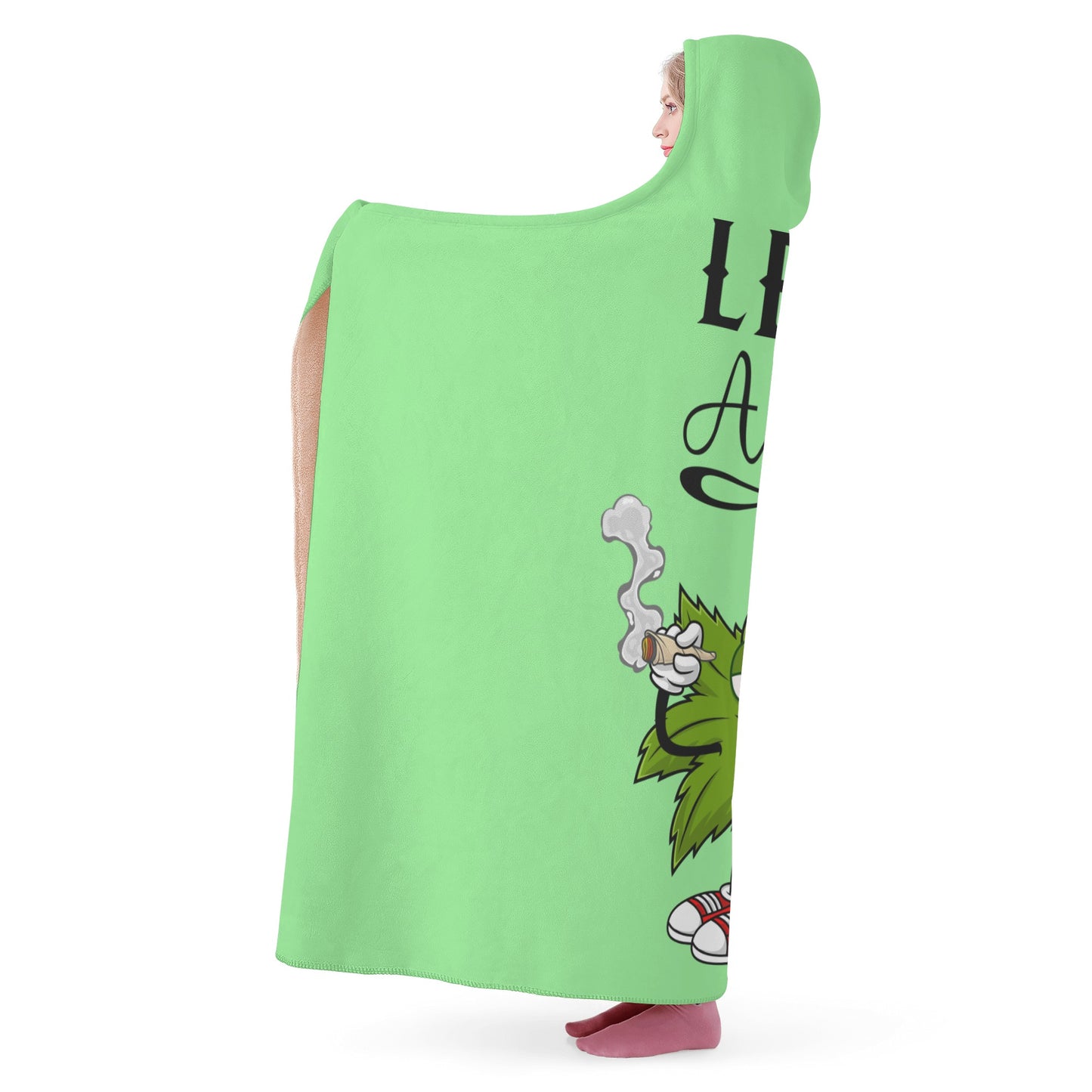 Leaf Me Alone 420 Edition  2.0 Mint Green Hooded Blanket