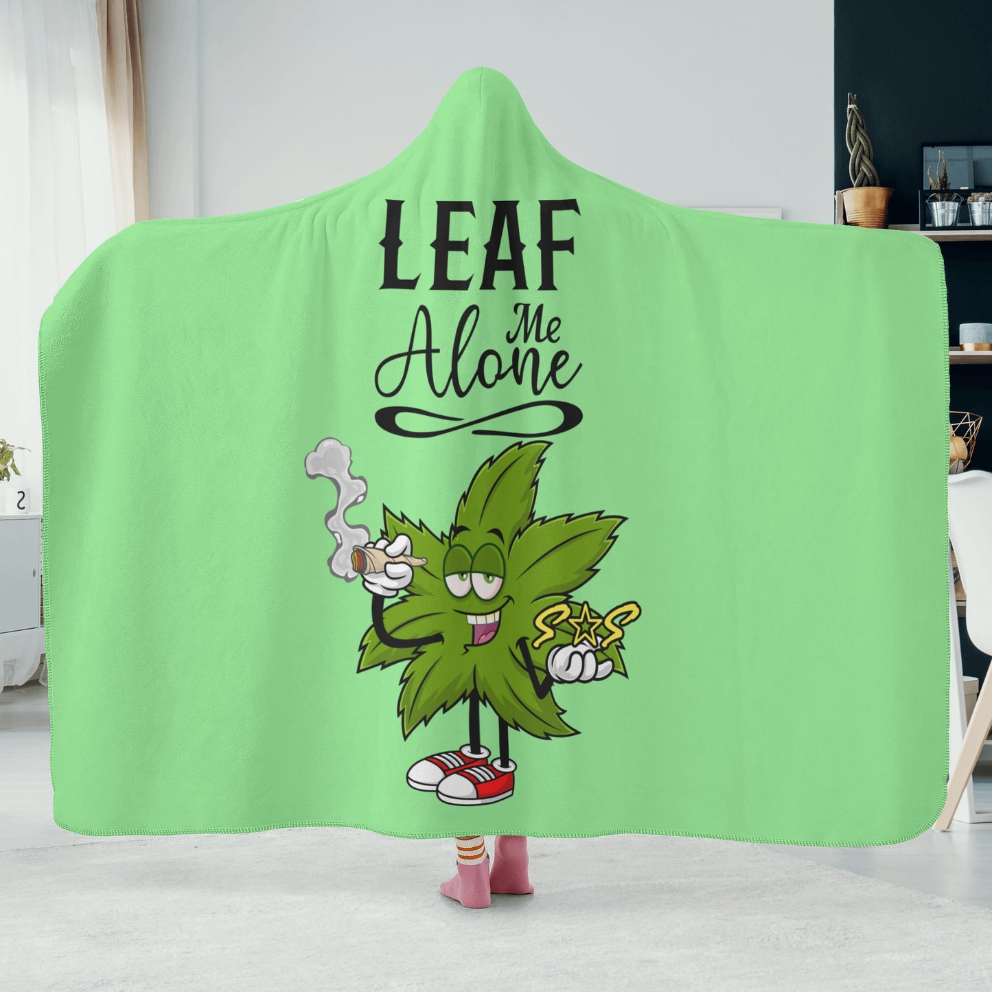 Leaf Me Alone 420 Edition  2.0 Mint Green Hooded Blanket