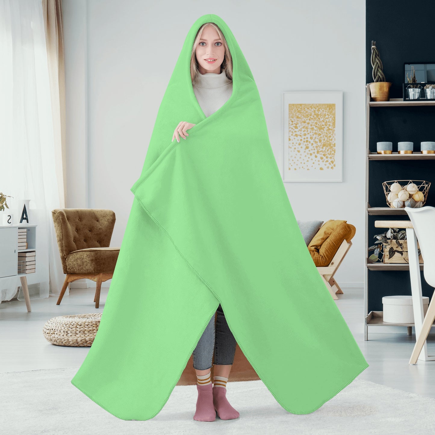 Leaf Me Alone 420 Edition  2.0 Mint Green Hooded Blanket