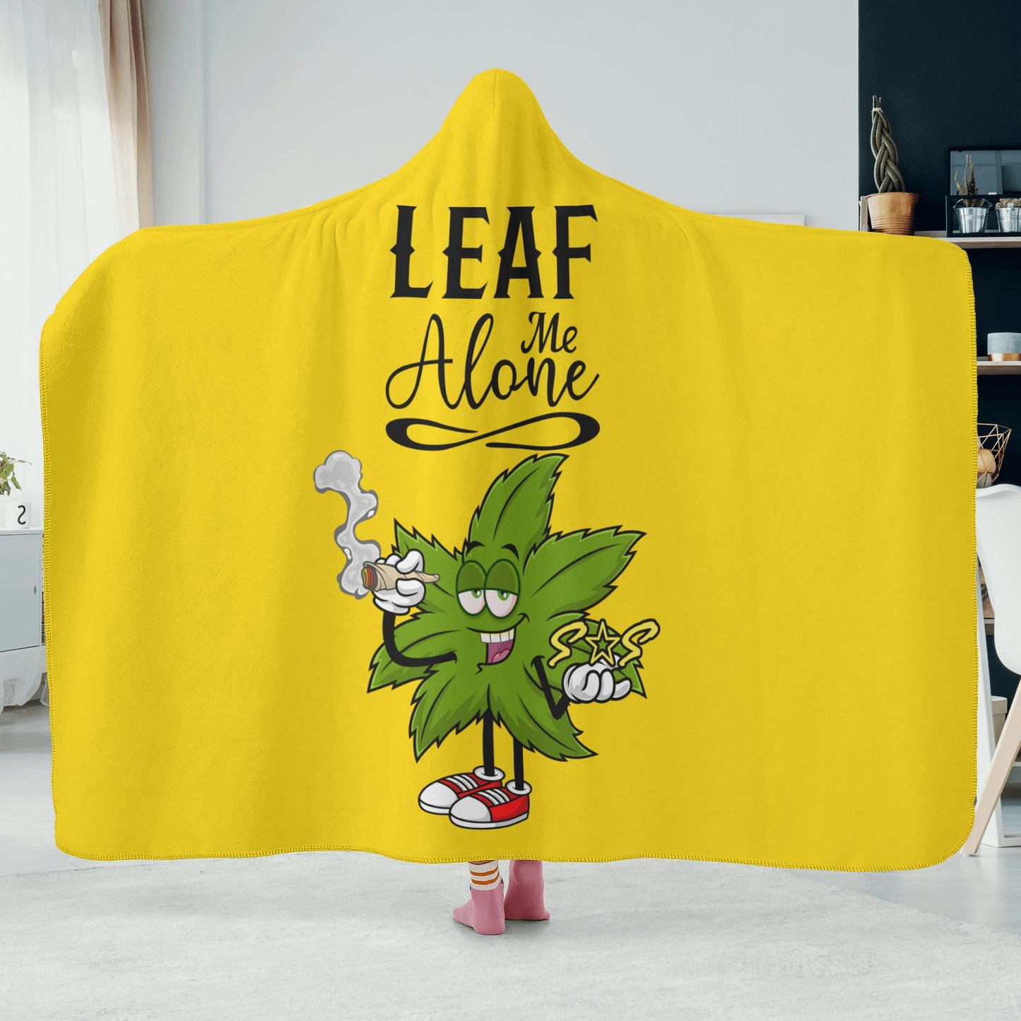 Leaf Me Alone 420 Edition  2.0 Gold Hooded Blanket