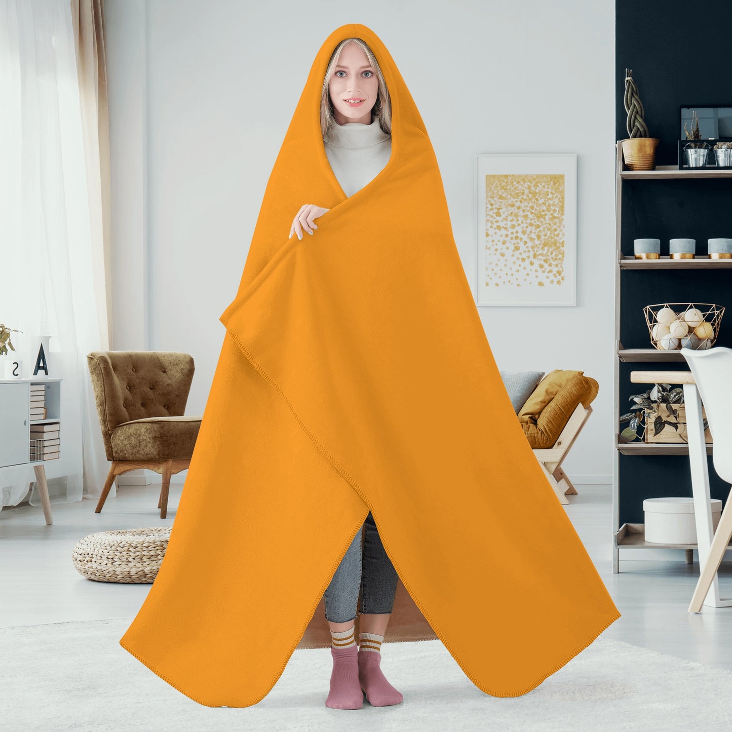 Leaf Me Alone 420 Edition  2.0 Orange Hooded Blanket