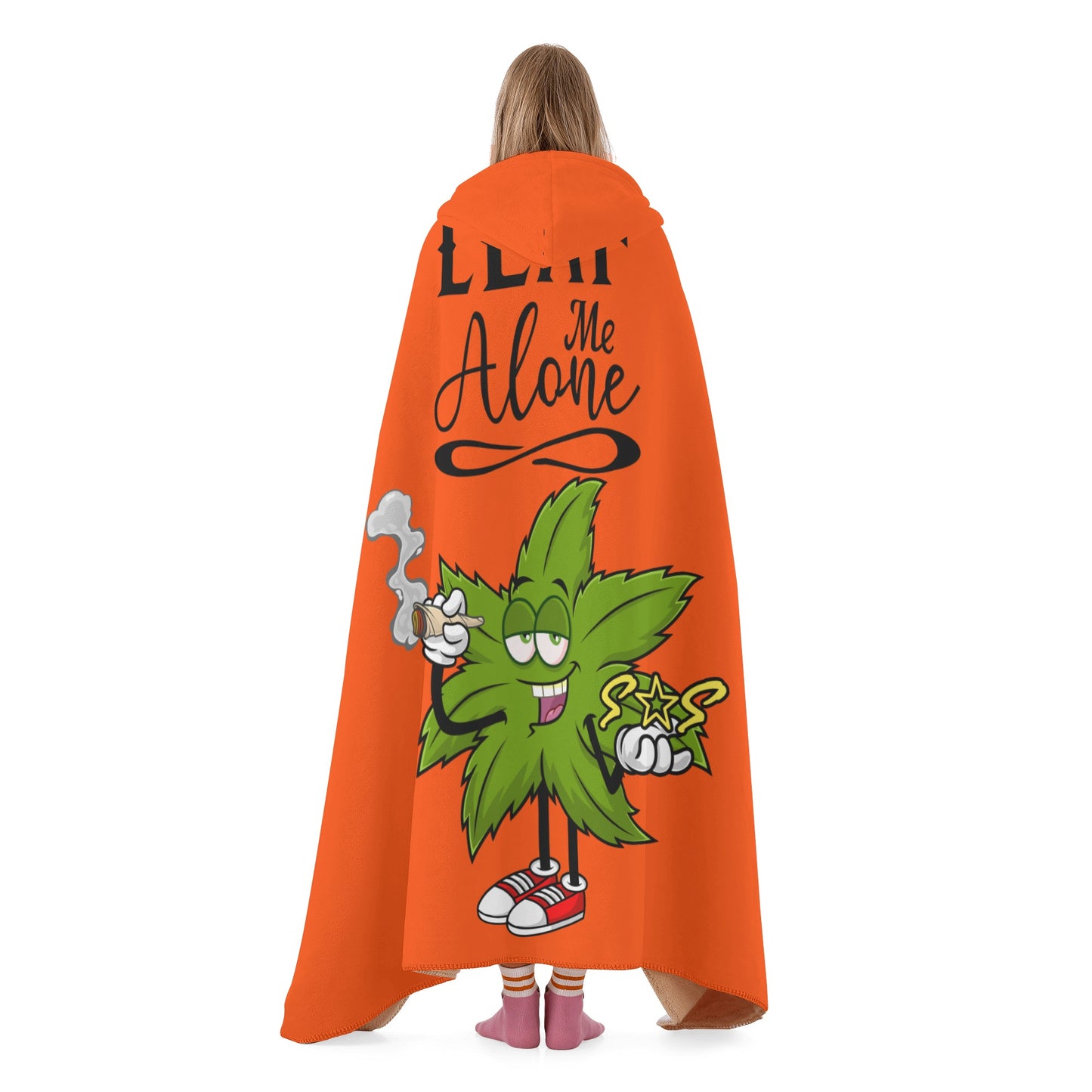 Leaf Me Alone 420 Edition  2.0 Dark Orange Hooded Blanket