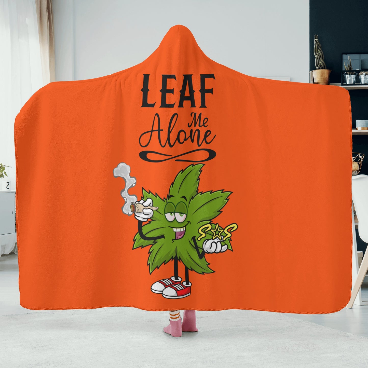 Leaf Me Alone 420 Edition  2.0 Dark Orange Hooded Blanket