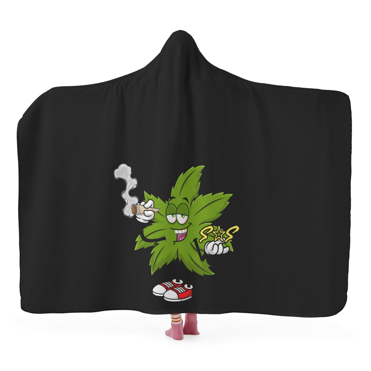 Leaf Me Alone 420 Edition  2.0 Black Hooded Blanket