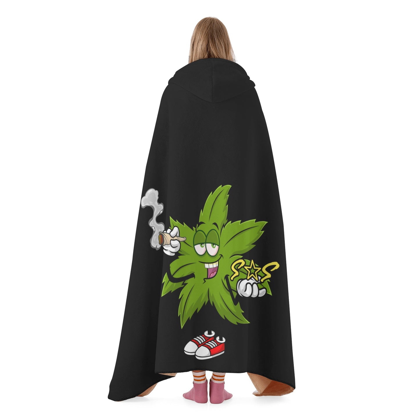 Leaf Me Alone 420 Edition  2.0 Black Hooded Blanket