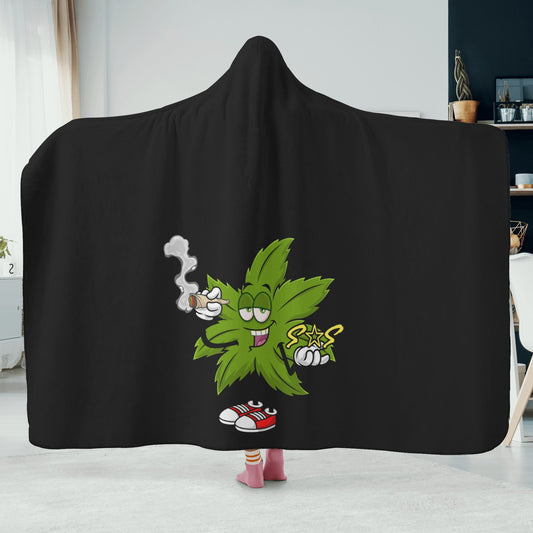 Leaf Me Alone 420 Edition  2.0 Black Hooded Blanket