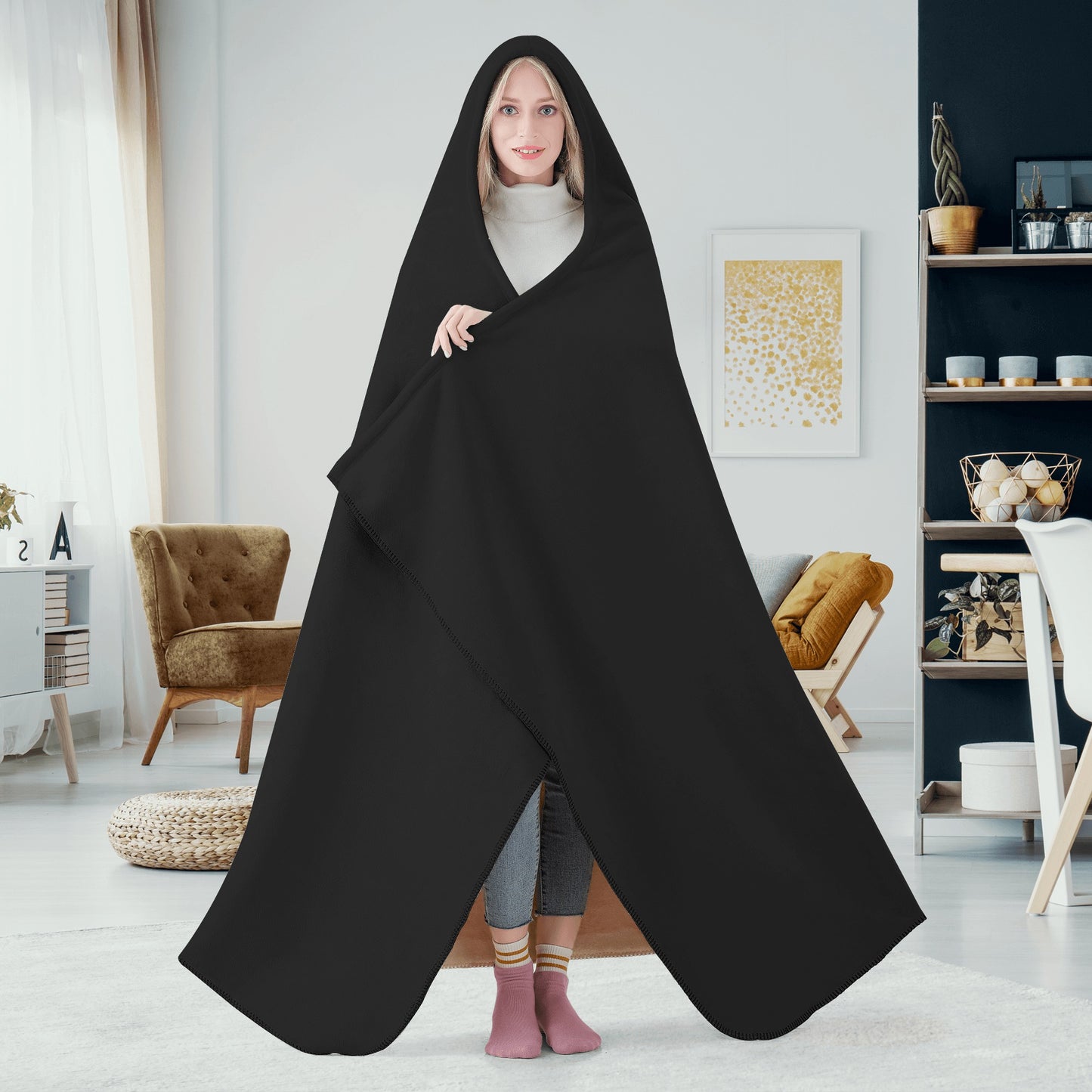 Leaf Me Alone 420 Edition  2.0 Black Hooded Blanket