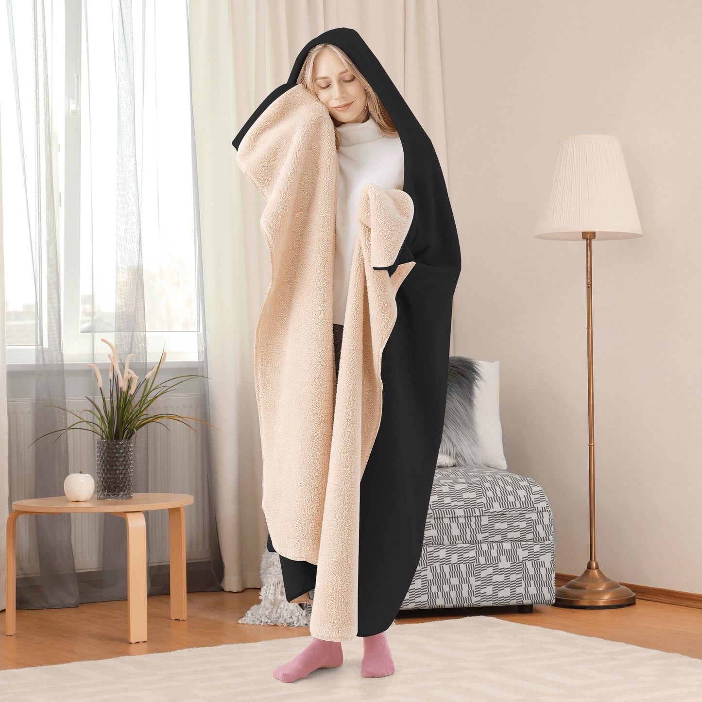 Leaf Me Alone 420 Edition  2.0 Black Hooded Blanket