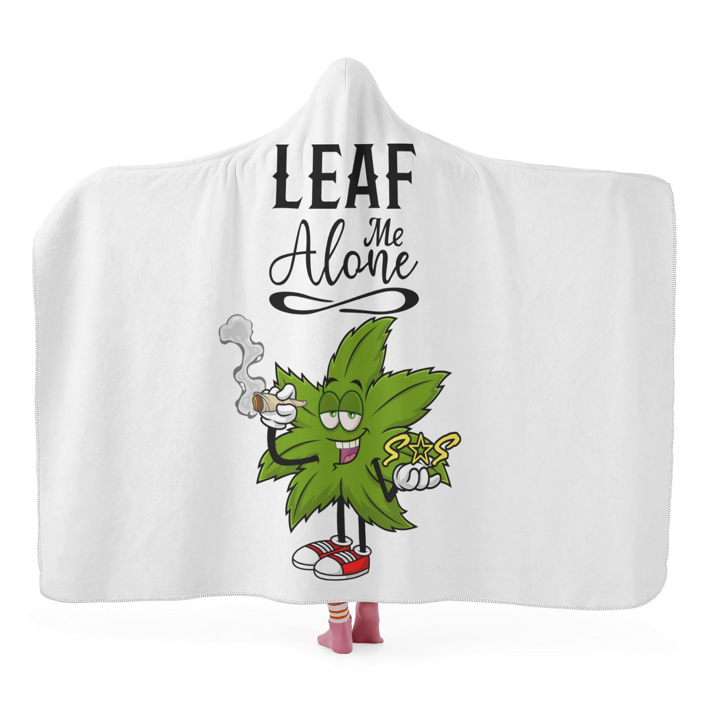 Leaf Me Alone 420 Edition  2.0 White Hooded Blanket