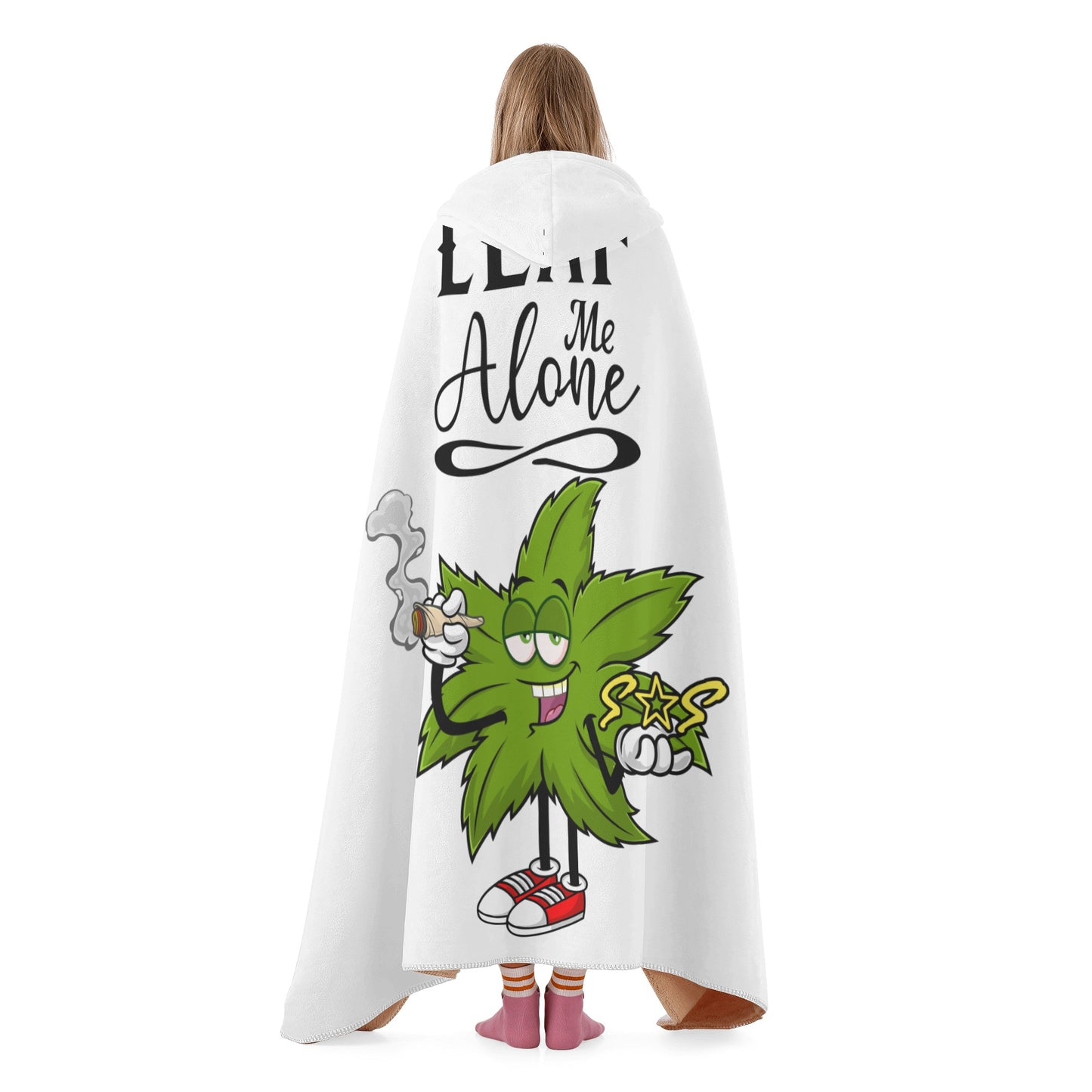 Leaf Me Alone 420 Edition  2.0 White Hooded Blanket