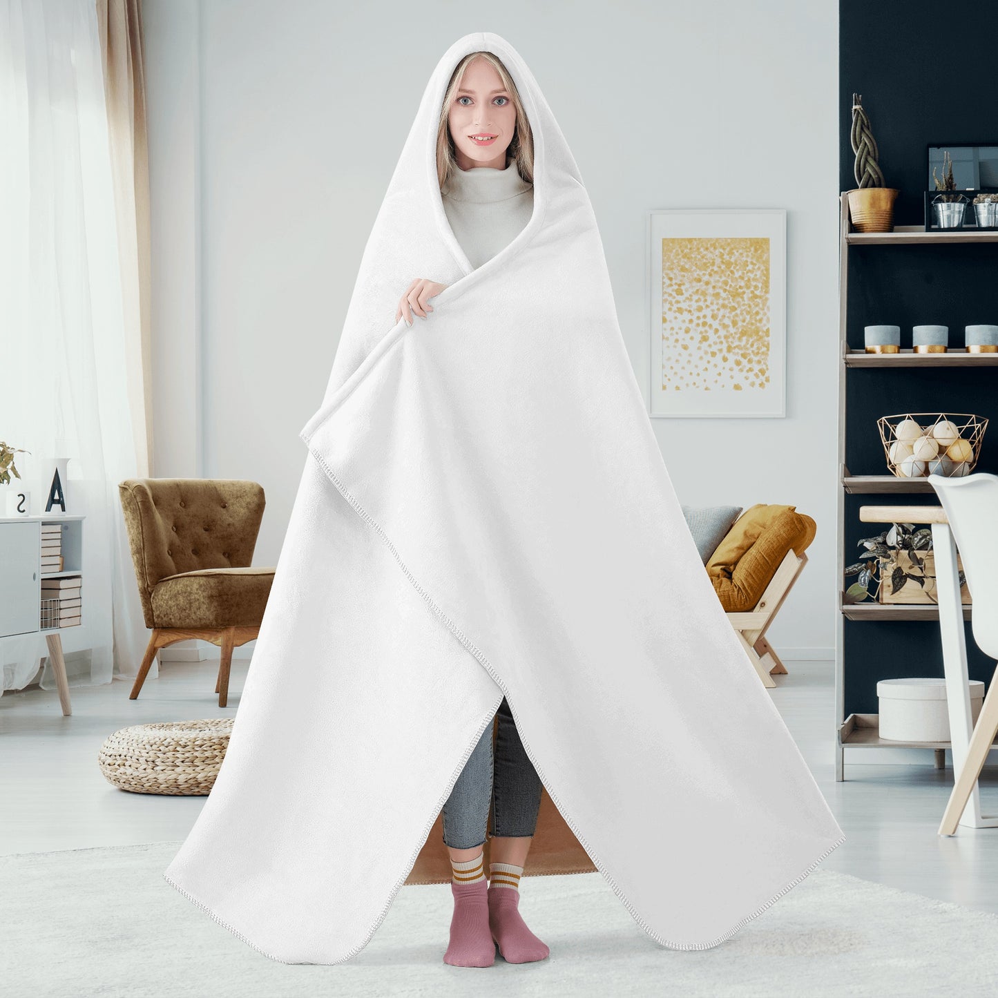 Leaf Me Alone 420 Edition  2.0 White Hooded Blanket