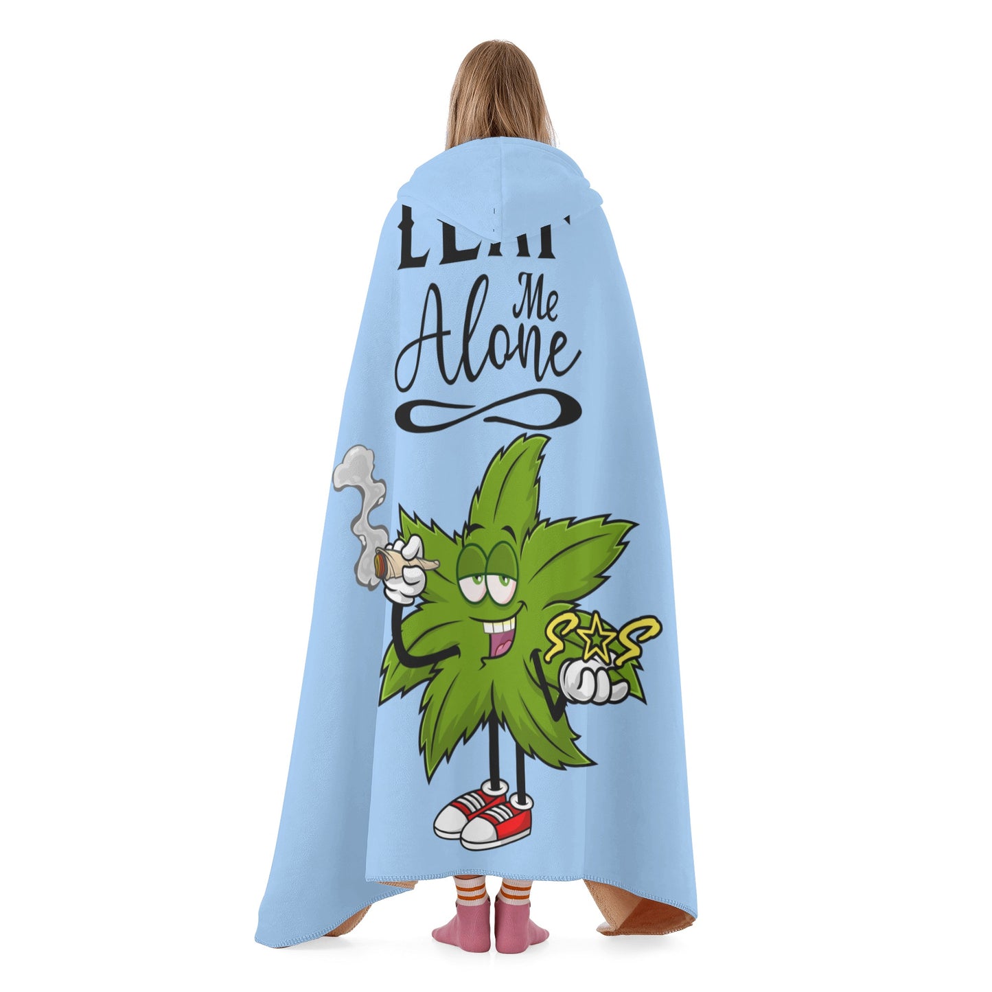 Leaf Me Alone 420 Edition  2.0 Sky Blue Hooded Blanket