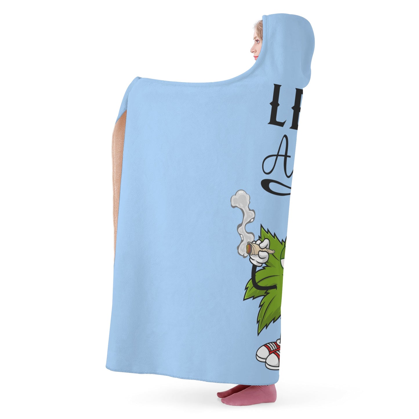 Leaf Me Alone 420 Edition  2.0 Sky Blue Hooded Blanket