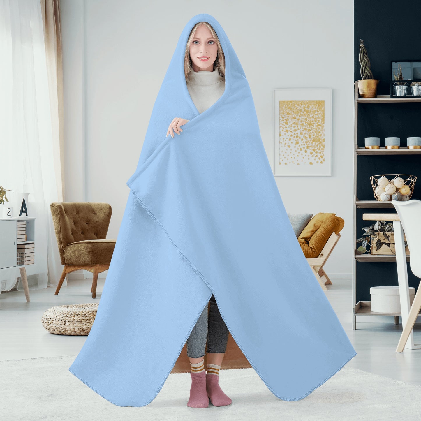 Leaf Me Alone 420 Edition  2.0 Sky Blue Hooded Blanket