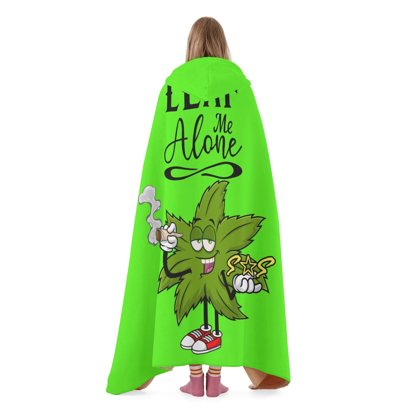 Leaf Me Alone 420 Edition  2.0 Goo Green Hooded Blanket