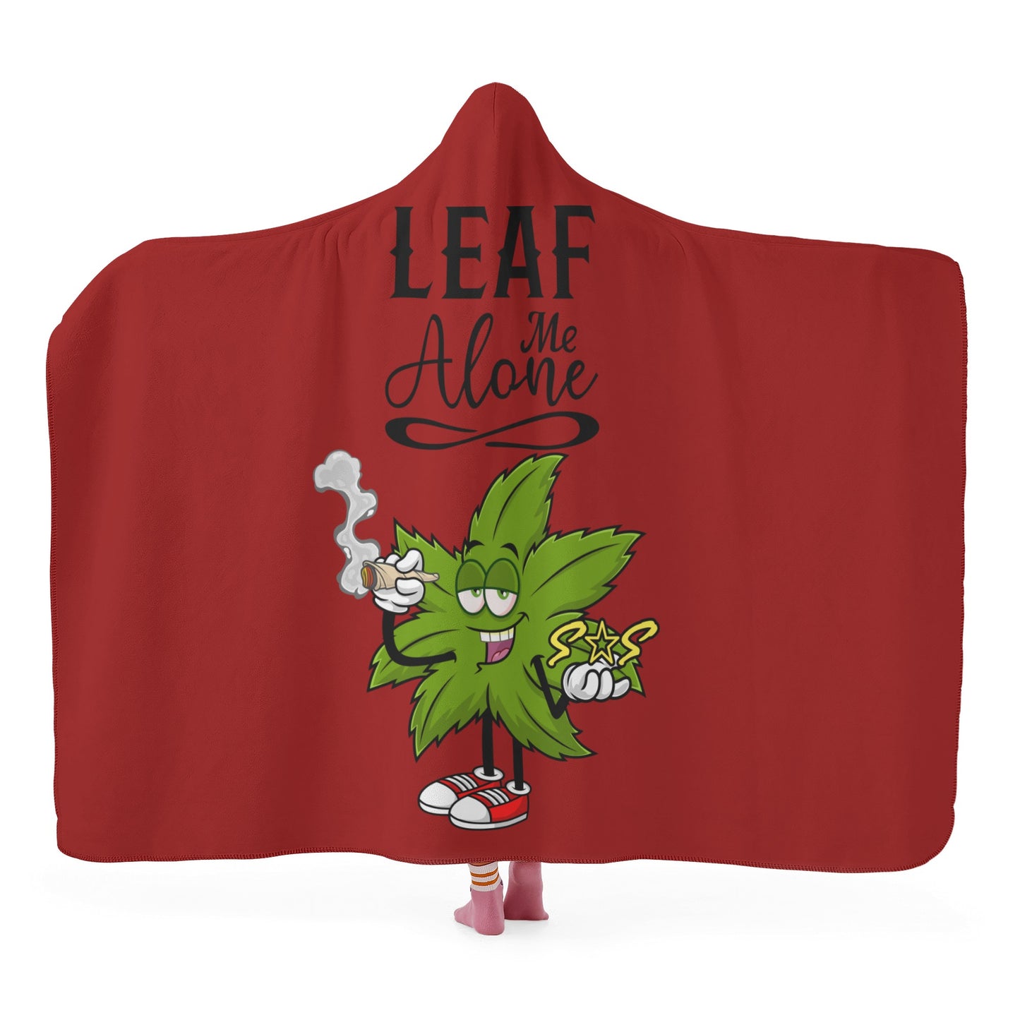 Leaf Me Alone 420 Edition  2.0 Maroon Hooded Blanket