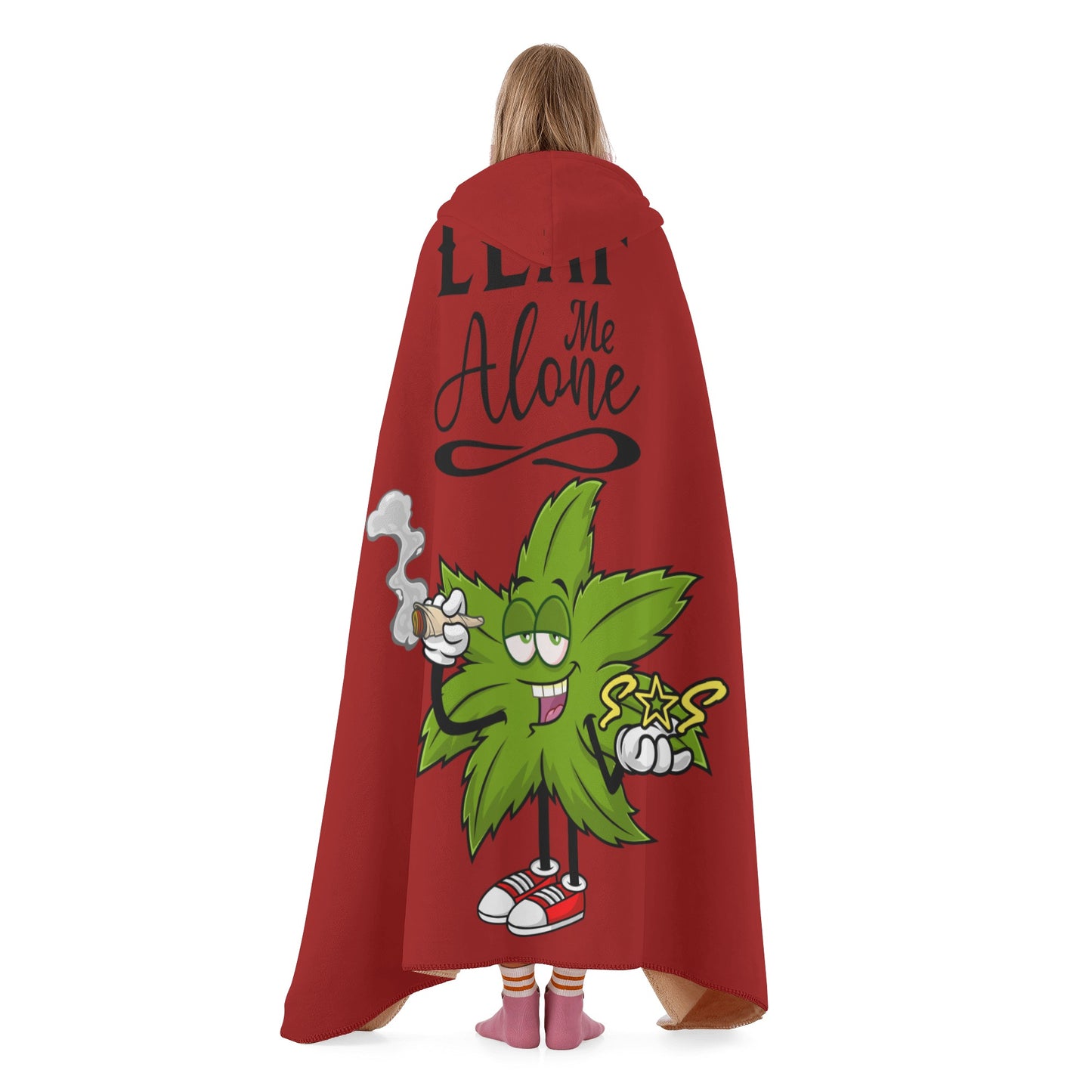 Leaf Me Alone 420 Edition  2.0 Maroon Hooded Blanket