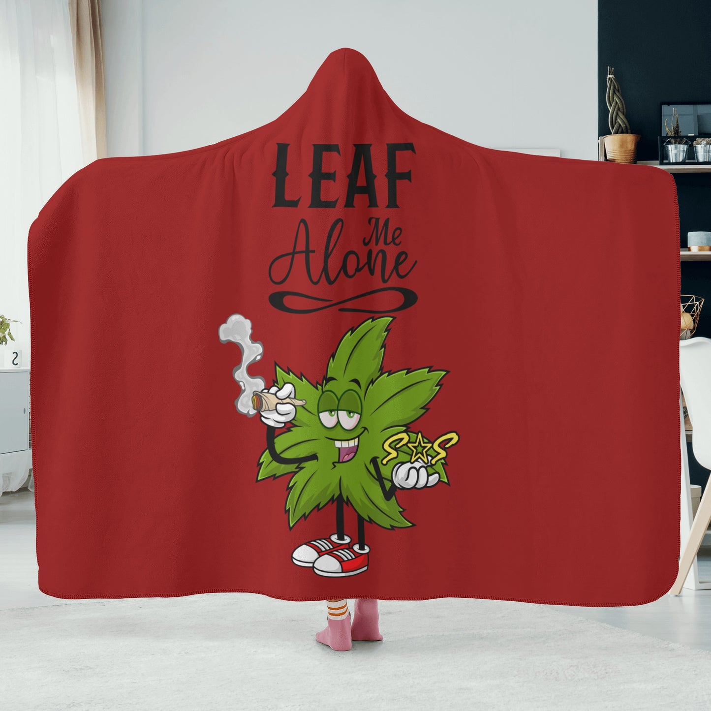 Leaf Me Alone 420 Edition  2.0 Maroon Hooded Blanket